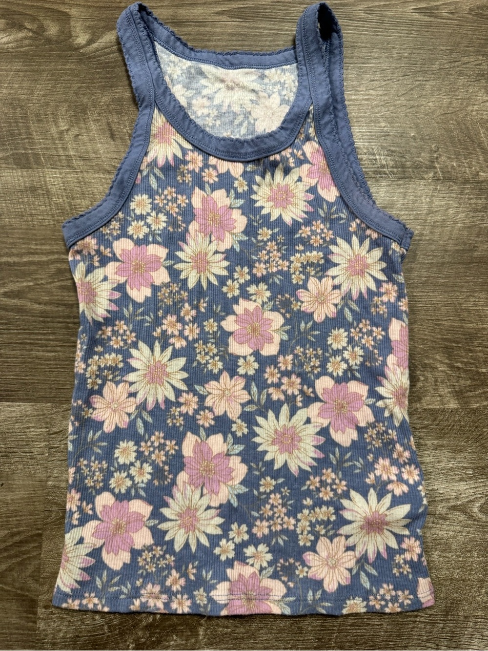 American Eagle Floral Ribbed Tank Top XS